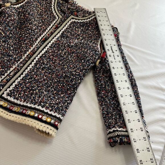 Lea & Viola Boucle Fringe Tassel Trim Jacket Size Small - Picture 4 of 9